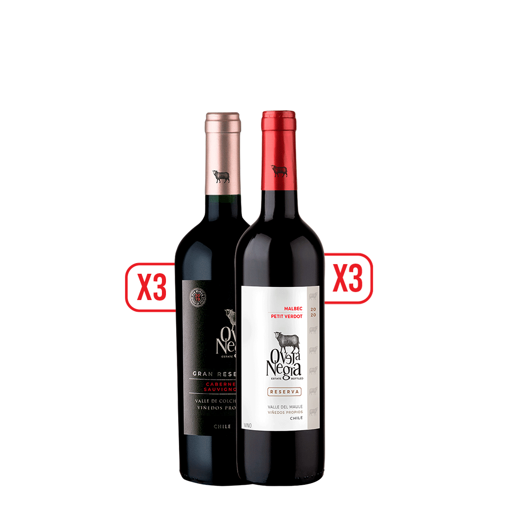 Pack 6x Oveja Negra Gran Reserva Cabernet Sauvignon / ReservaMalbec/Petit Verdot